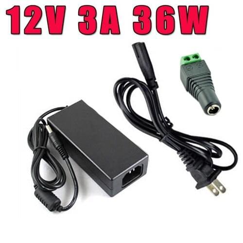 12V 3A 36W DC Power Supply Adapter transformer for LED strip & Connector EU/AU/UK/US plug power cord 50PCS