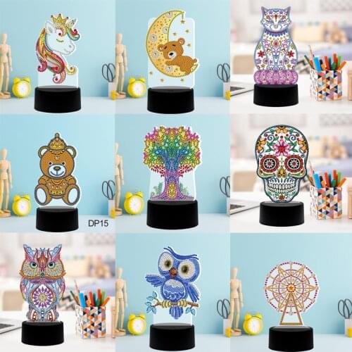 5D Diamond Painting Cartoon Light Sign DIY Diamond Mosaic Embroidery Animal Pattern Home Bedroom Decor Handicrafts