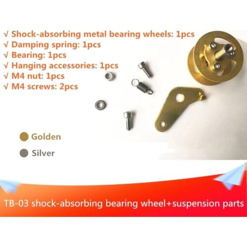 TB-03 Shock-absorbing Metal Bearing Wheel+Suspension Accessories with Spring Metal Tank Chassis Parts Aluminum Alloy Material