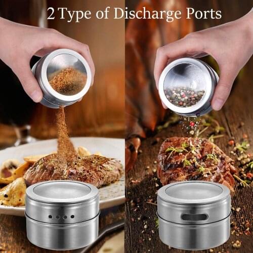 Magnetic Spice Jar Set With Stickers Stainless Seasoning Sprays Tools seasoning bottle Steel Spice Storage Tins Container Pepper