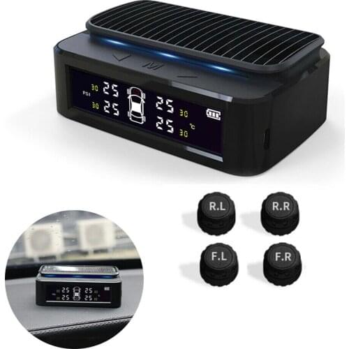 Wireless External Sensors Tyre TPMS Solar Alarm Flashing Car Tire Pressure Monitoring System