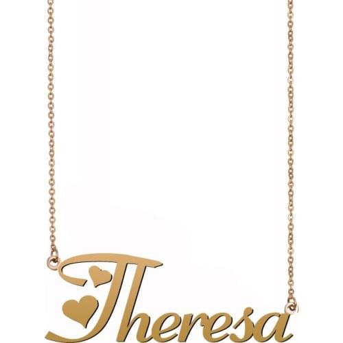 Theresa Custom Name Necklace Personalized Gold Stainless Steel 925 Silver for Women Girls Best Friends Birthday Christmas Gift