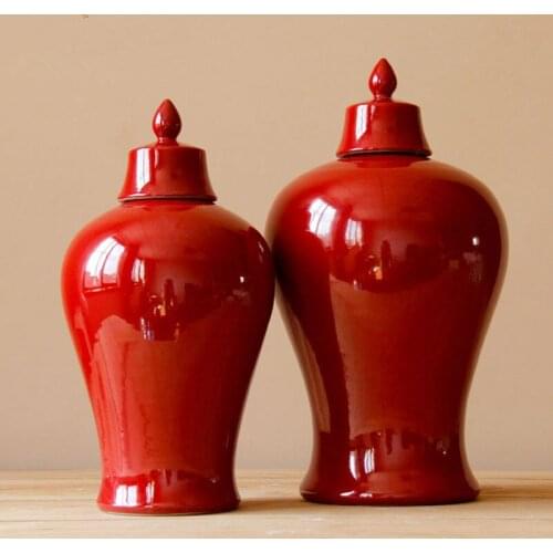 Jingdezhen Ceramics vase Handmade Porcelain colorful Glaze Pink Ceramic Ginger Jar Decoration Soft porcelain temple jar