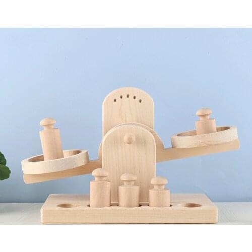 Children Funny Wooden Scales Balance Weights Learning Educational Toys Math Teaching for Baby