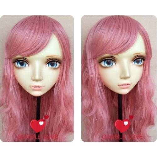 DM080) Girl Sweet Resin Japanese Anime Kigurumi Mask Cosplay Lolita Crossdressing Lifelike BJD Masks Eyes Color for Choose