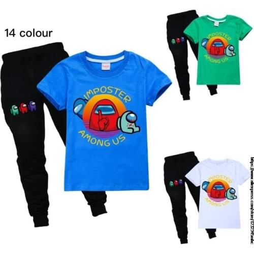 Game Among Us Cotton Short Sleeved Printing T-shirt+Trousers Fashion Boys Clothes Infant 2pcs Suit kids clothes girls clothes