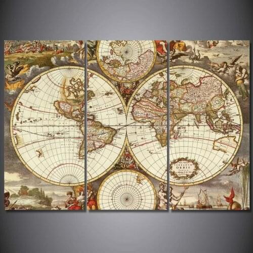 Vintage World Map Painting 2 3 pcs Canvas Painting Modern Home Decoration Living Room Canvas Print Painting Wall Decor Picture
