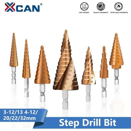 XCAN Cone Step Drill Bit 3-12/13 4-12/20/22/32mm Wood Metal Hole Cutter TiCN Coated Core Hole Cutter Drilling Tools