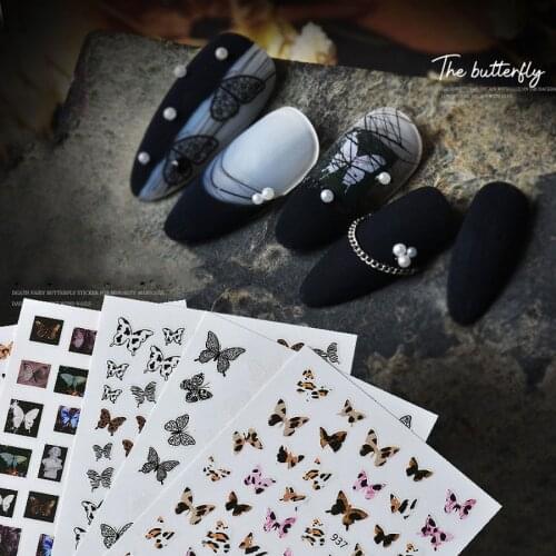 Lace Dark Black Leopard Butterfly Nail Stickers Various Butterfly Nail Art Decorations Hollow Leopard Print Manicure Accessories