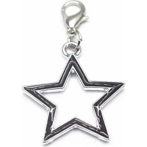 Hot selling 20pcs/lot star Dangle Charms Lobster Clasp Hanging Charm For Pendant Necklace Floating Charms Jewelry
