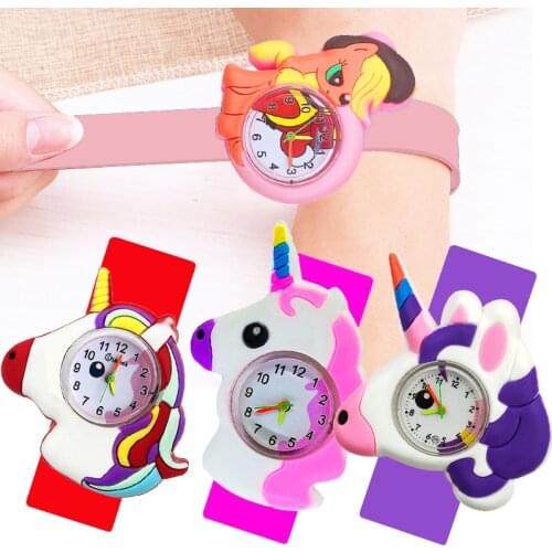Cute Cartoon Children Watch for Girls High Quality Unicorn/pony Toy Student Kids Slap Watches Baby Christmas Gift Reloj Infantil