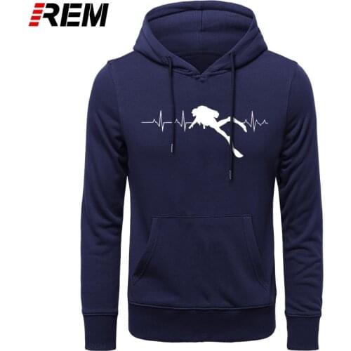 REM Scuba Dive Heart Beat Best Gift for Diver Long Sleeves Soft Mens Pure Cotton Hoodies, Sweatshirts