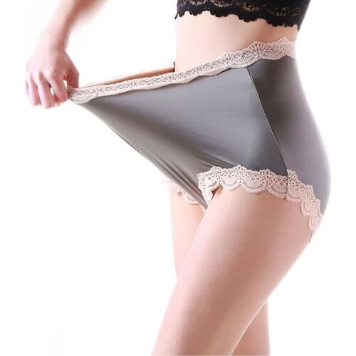New High-grade Satin Ice Silk Soft Breathable Lace Sexy Lingeries Underwears Lady Panties Plus Size 6XL Womens Briefs
