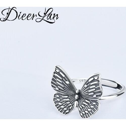 New Gothic Men Open Adjustable Size Butterfly Rings for Women Wedding Ring Jewelry Valentines Day GIFT 2021