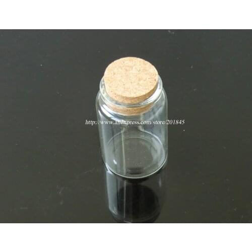 Wholesale 50Pcs Tiny empty glass bottle with wood cork Cute Transparent Glass Bottle Jars Vials 47*70*33mm 80ml