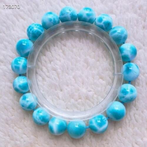 Genuine Natural Blue Larimar Gemstone Round Beads Bracelet 10.6mm Water Pattern Larimar Women AAAAAA