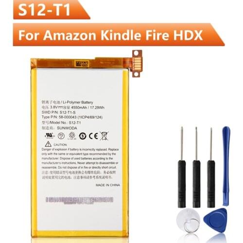 Original Replacement Battery S12-T1 S12-T1-S For Amazon Kindle Fire HDX 7 C9R6QM Kindle Fire HDX Rechargable Battery 4550mAh