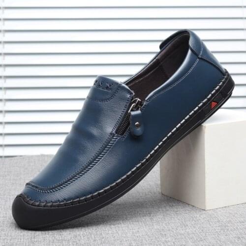 Autumn Men Shoes Casual Loafers Breathable Leather Male Flats Fashion Slip-on Driving Doug Shoes High Quality Mans Footwear