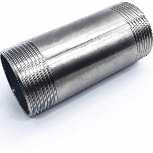 1/4" 3/8" 1/2" 3/4" 1" 1-1/4" 1-1/2" BSP Male Thread Long Nipple 201 Stainless Steel Pipe Fitting Connector Adapter Length 100mm