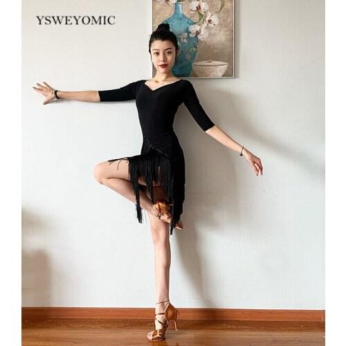 Latin Dance Dress Women Sexy Tassels Latin Practice Clothing Dance Competition Dress Ladies Rumba Salsa Performance Costume L272