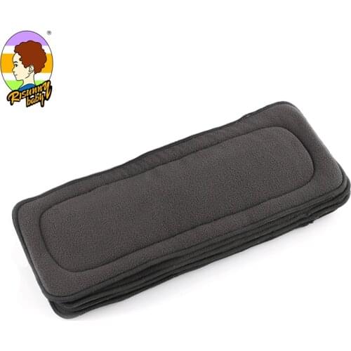 Risunnybaby 5pcs Baby Diaper Reusable Bamboo Charcoal Insert Type Baby Diaper Absorbent Cloth Pad Washable Baby Diaper Pad