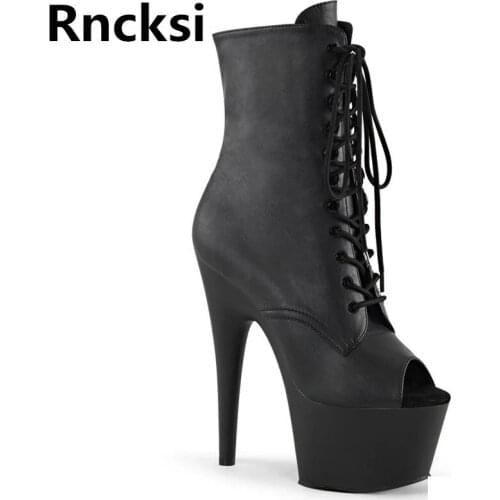 Rncksi New Women Peep Toe Boot 15cm Lady Party Dress High Heels Shoes Night Club Pole Dancing Boots Sexy High Ankle Boots Shoes