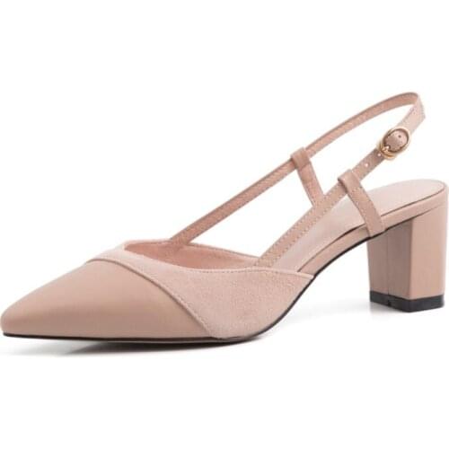 Big Size9 10 high heels sandals women shoes woman summer ladies Sharp-toed sandals with thick heels