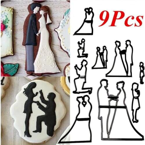 Happy Bride And Groom Cookie Cutter Plastic Biscuit Cut Mold Baking Fruit Cut Cake Mold Embossing Printing Die