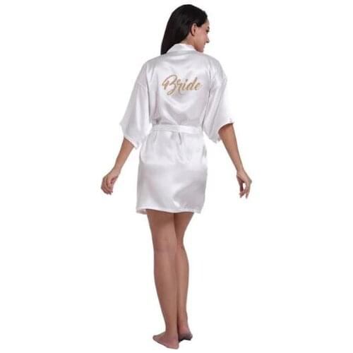 Silk Satin Wedding Bride Bridesmaid Robe Floral Bathrobe Kimono Robe Night Robe Bath Robe Fashion Dressing Gown For Women 2018