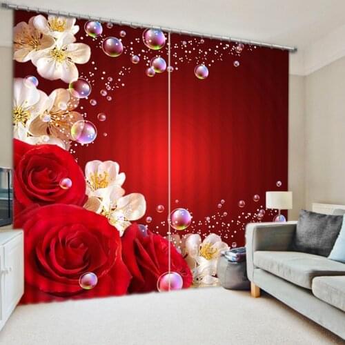 Gules Curtain Luxury Blackout 3D Window Curtains For Living Room Bedroom Drapes Cortina Rideaux Customized size Cushions cover