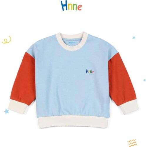 Hnne Contrast Color Sweatshirts Kids 240g Comfortable Shu Velveteen Fabric Hoodies Unisex Boys Girls Pullovers Tops