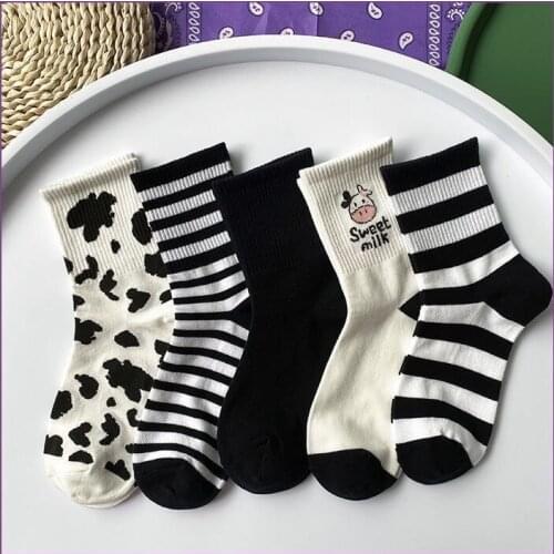 Funny Cute Japanese High School Girls Cotton Loose Striped Crew Socks Harajuku Calcetines Street hip hop skateboard socks