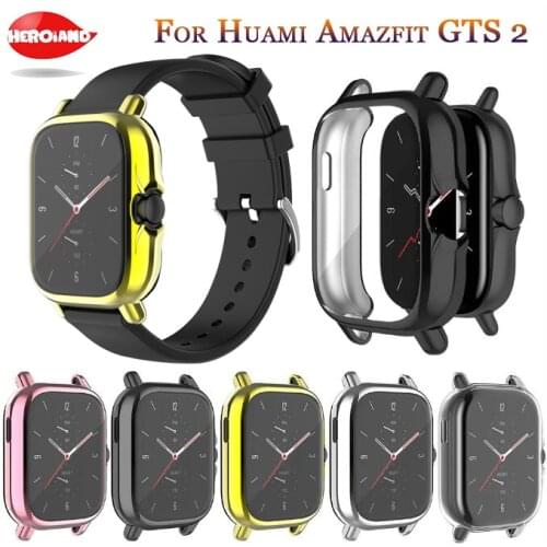Full Screen Protective Case Cover For Huami Amazfit GTS 2 Watch Protective Shell Plating Soft TPU Bumper For Amazfit GTS2 Case