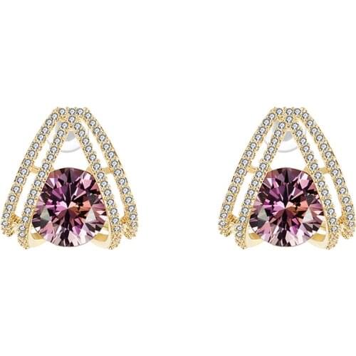 Earrings for Women Fashion Rhinestone Crystal Stud Earrings Gold Color Wedding Ear Earring Jewelry Accessories Gift Oorbellen