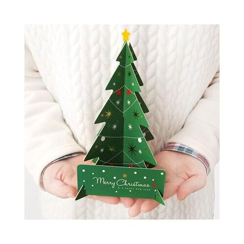 1pcs Korean version of the Christmas tree stereo greeting card Blessing card Business thanks message card / 2 pieces