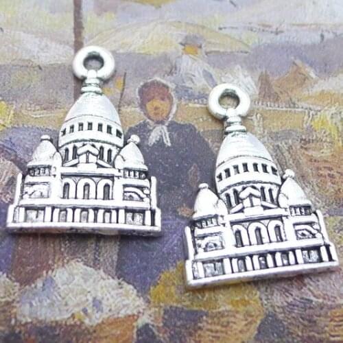 Newest 10Pieces 16*23mm Mixed Alloy Antique Silver Color Castle Charms Keychain Pendant Accessory For DIY Jewelry Making