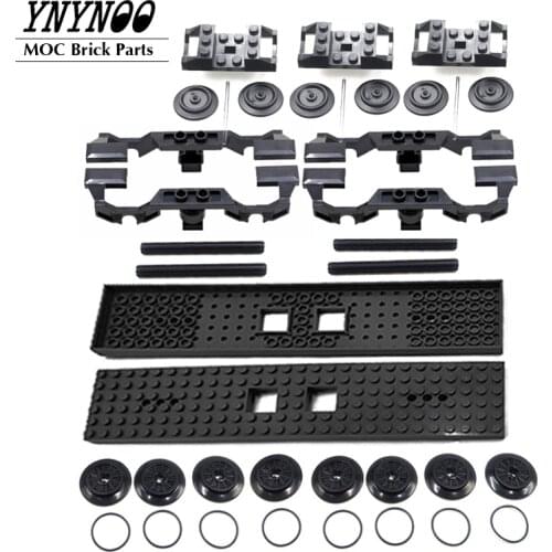 16Pcs/Set 2878 57999 3706 Train Wheel Frames +Wheels+ Axle Set MOC Building Block DIY Toy Compatible High-Tech 10254 City Train