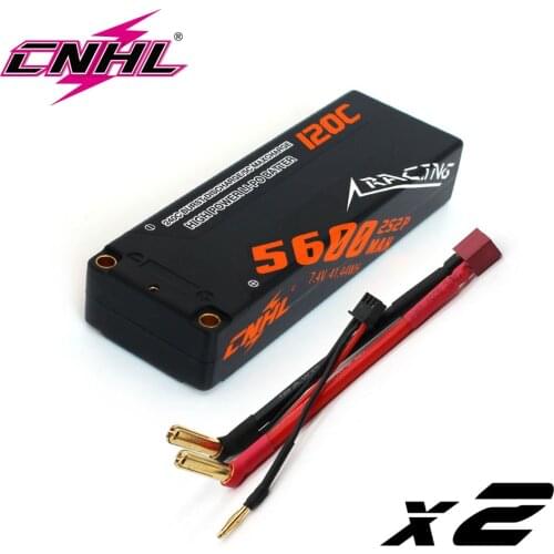 2PCS CNHL Lipo 2S Battery 7.4V 5600mAh 120C Racing Series Hard Case Car For RC Cars RC Parts With Deans Plug