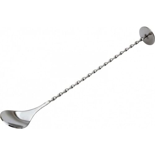 27.5cm Stainless Steel Disc Tail Bar Spoon Cocktail Mixer Bar Puddler Stirring Cocktail Spoon Ladle Stirrer Martini Bar Tool