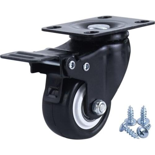 4pcs Heavy duty caster wheels with brake black 2in rubber Silent swivel wheel for furniture office Cabinet crib trolley hardware