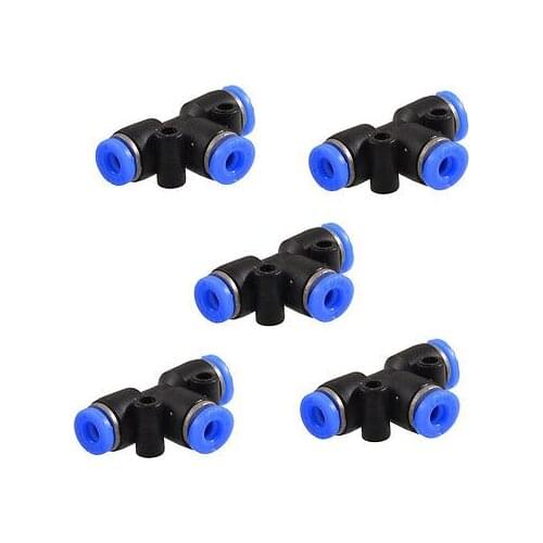 5 Pcs 4mm to 4mm 3 Ways Push in One Touch Tee Shaped Quick Fittings