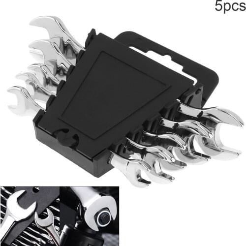 5pcs/set Adjustable Reversible Combination Ratchet Wrench 8mm-19mm CRV Handle Wrench Socket Spanner Set for Installation