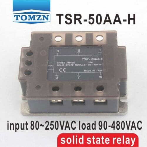 50AA TSR-50AA-H Three-phase High voltage type SSR input 80~250VAC load 90-480VAC single phase AC solid state relay