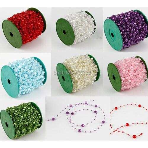 60M 1 Roll 8mm Pearls Bead Garland Chain Wedding Decorations Center Candle Crafting DIY Favor