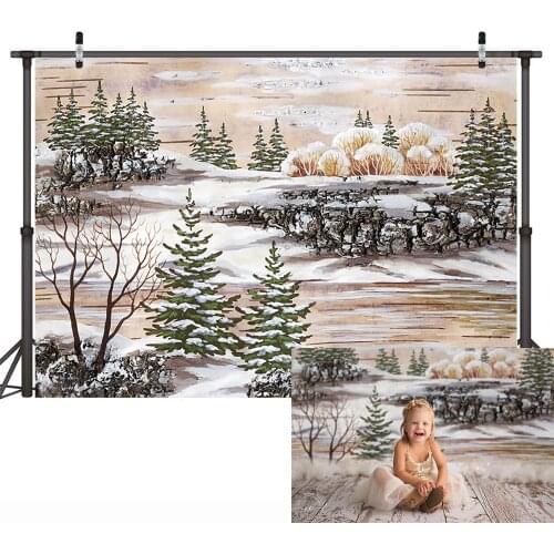 Christmas Newborn Children Photography Backdrops Winter Snow Kid Birthday Background Oil Painting Newborn Baby Portrait Backdrop