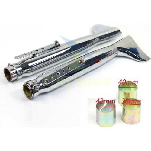 38mm/40mm/42mm/45mm Motorcycle Exhaust Muffler Cafe Racer Chrome Silencer Motorbike Silvery Pipe Tail Tube For Harley Davidson