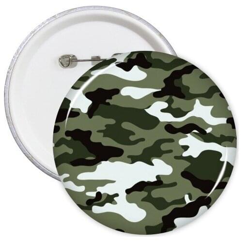 Camouflage Line Art Grain Illustration Pattern Round Pin Badge Button 5pcs
