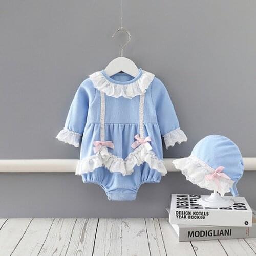Childrens Clothing Autumn New Baby Onesies Baby Palace Style Romper Princess Style Newborn Baby Romper+Hat0-2Y