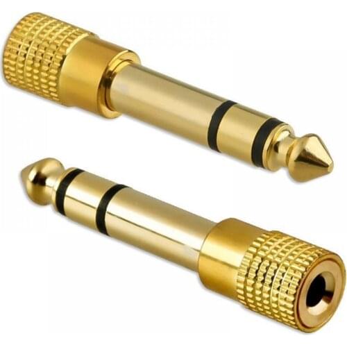 2PCS Gold 6.3mm 1/4" Male Plug to 3.5mm 1/8" Female Jack Stereo Headphone Audio Adapter Home Connectors Adapter Microphone