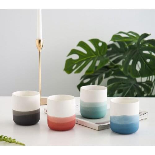 Creative Home Ceramic Candle Cup Aromatherapy Candle Container Gradient Color Ceramic Filling Candle Cup Candle Holder